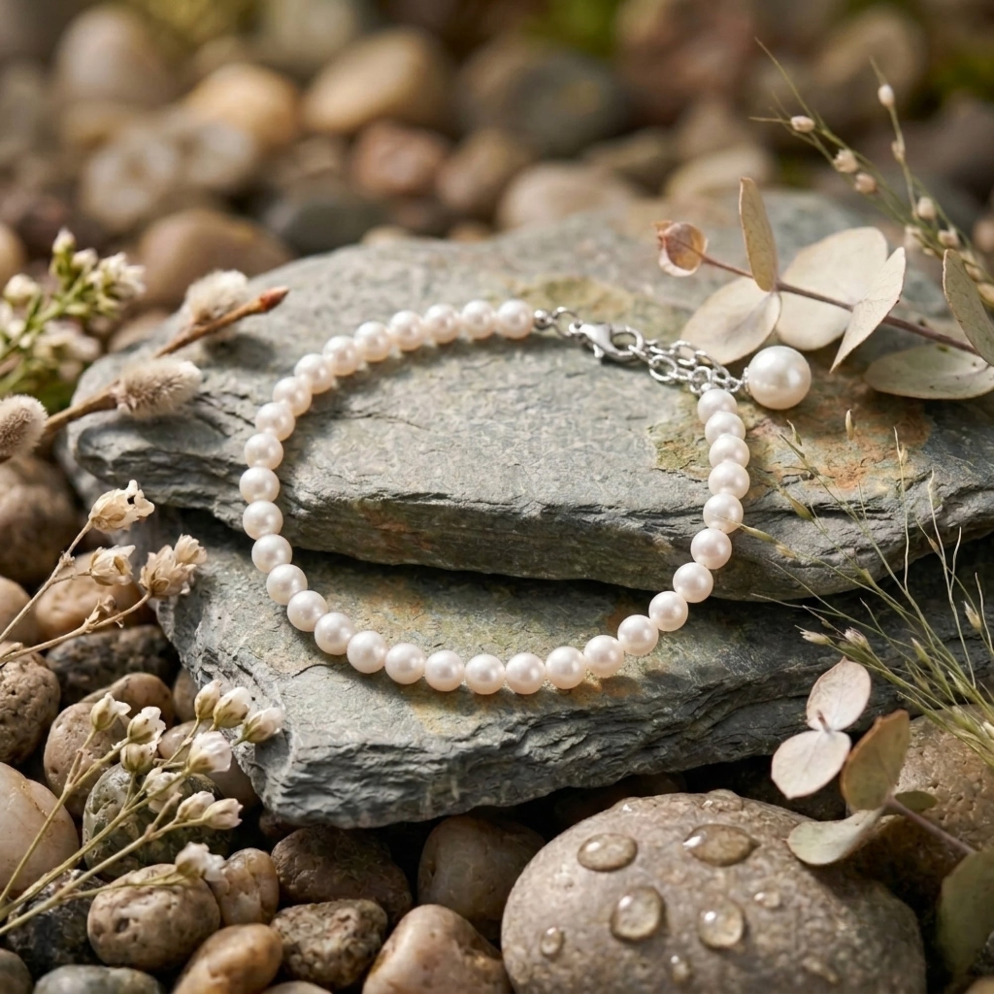 Freshwater pearl beaded bracelet with sterling silver clasp | VAHN Jewels