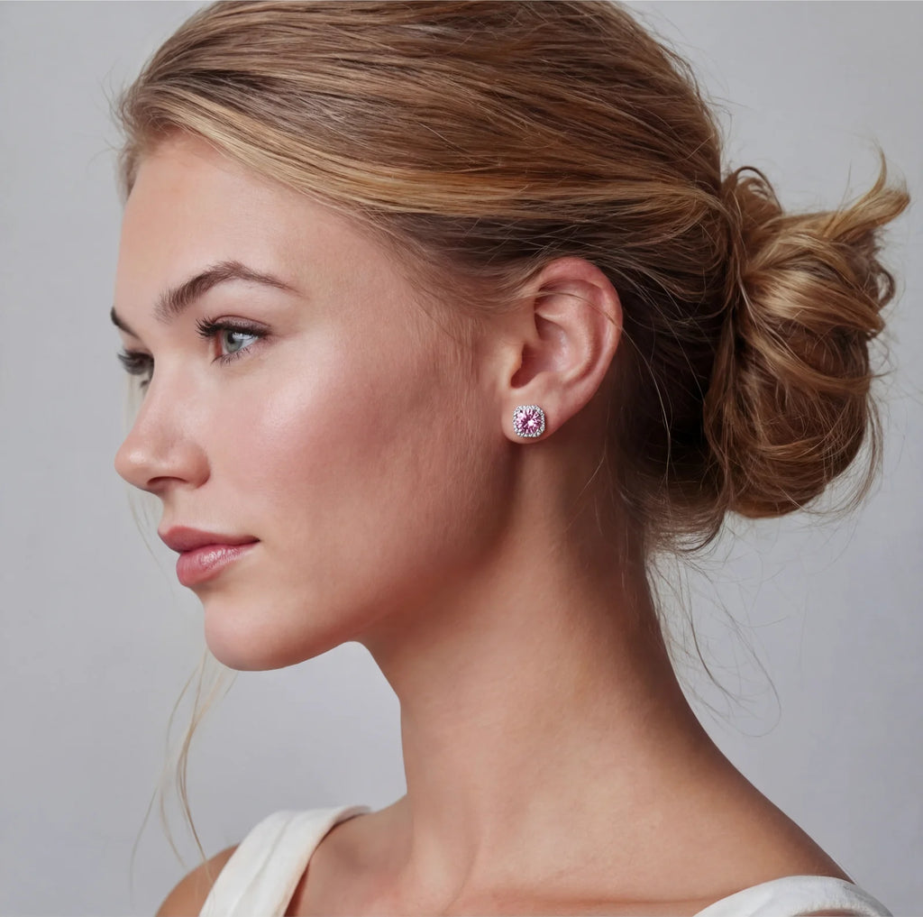 Blush Halo Moissanite Stud Earrings VAHN