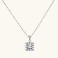 Art Deco moissanite pendant necklace in 925 sterling silver with 3ct VVS1 cushion-cut moissanite and baguette halo by VAHN Jewels