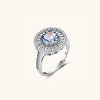 Side view of Art Deco moissanite ring with pave band in 925 sterling silver