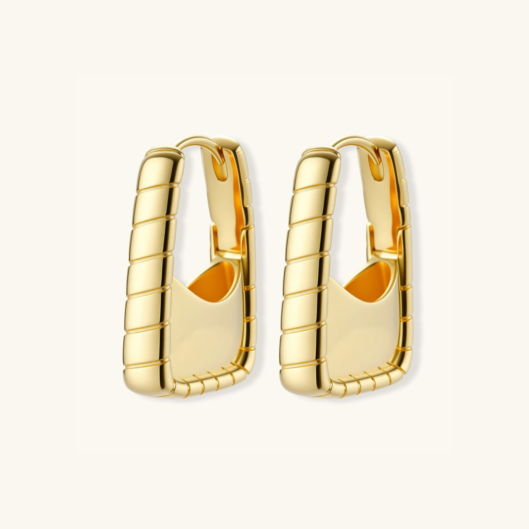 Gold bamboo segment hoop earrings in 18K gold-plated 925 sterling silver, front view | VAHN Jewels