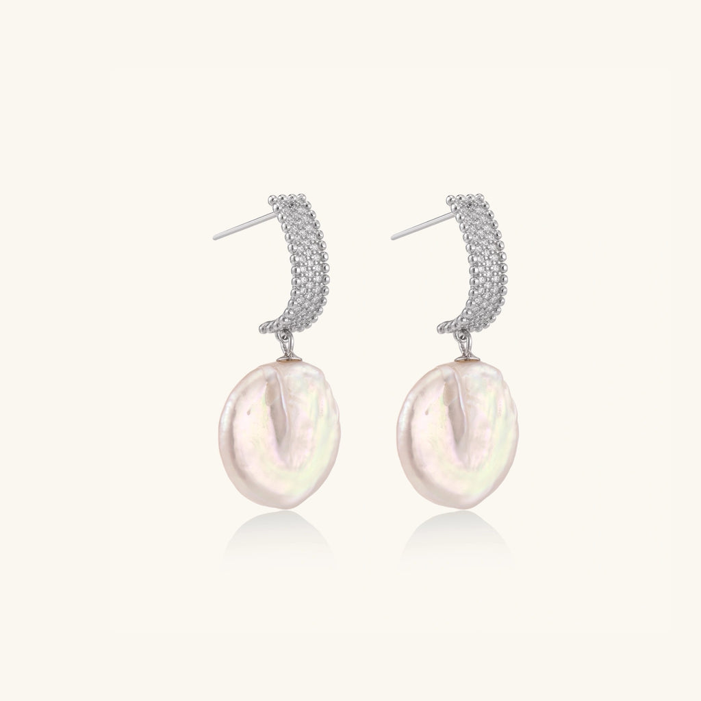 Pair of baroque pearl drop earrings with irregular pearls in 925 sterling silver