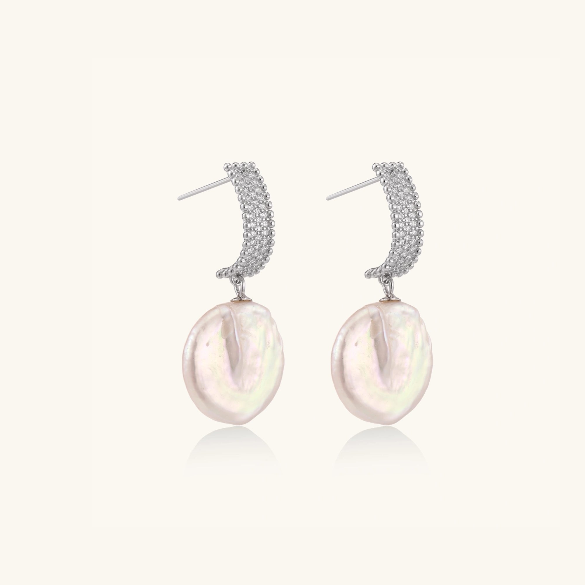 Pair of baroque pearl drop earrings with irregular pearls in 925 sterling silver