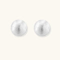 Brushed silver dome earrings in 925 sterling silver with post and omega clip backing, sculptural dome 17.8mm by VAHN Jewels