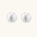Brushed silver dome earrings in 925 sterling silver with post and omega clip backing, sculptural dome 17.8mm by VAHN Jewels