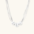 Brushed silver multi-strand necklace in 925 sterling silver with three sculptural brushed beads by VAHN Jewels