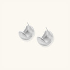 Pair of sculptural brushed silver pebble stud earrings, solid 925 sterling silver