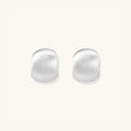 Brushed silver pebble stud earrings in solid 925 sterling silver, front view | VAHN Jewels