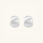 Brushed silver pebble stud earrings in solid 925 sterling silver, front view | VAHN Jewels