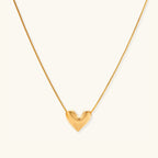 Golden heart pendant necklace in 18K gold-plated 925 sterling silver with brushed sculpted heart by VAHN Jewels