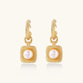 Gold vermeil pearl drop earrings with freshwater pearl in hammered 24K gold over 925 sterling silver, front view | VAHN Jewels