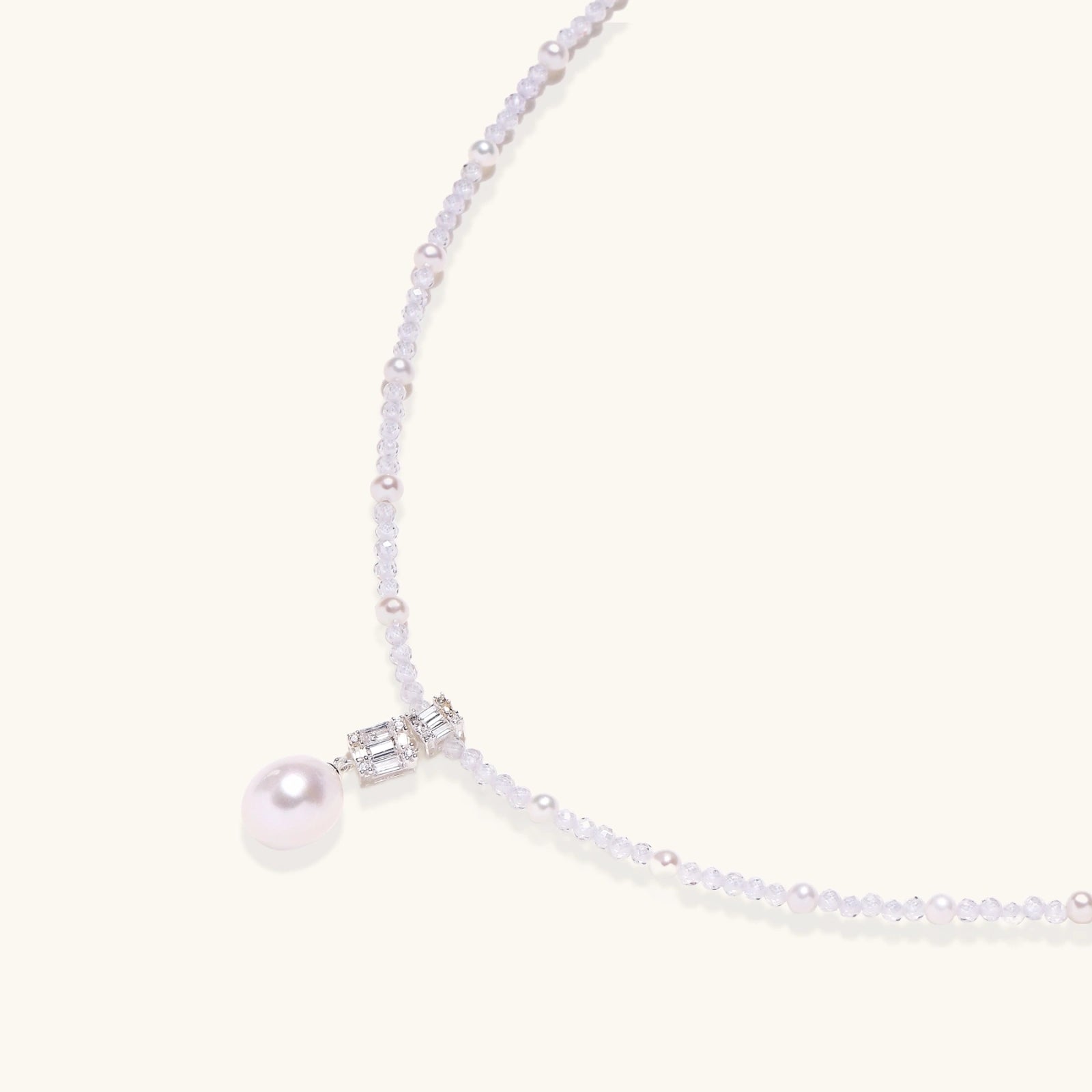 Adjustable lavender crystal beaded necklace laid flat VAHN jewelry