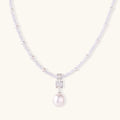 Lavender pearl crystal necklace in rhodium-plated 925 sterling silver with freshwater pearls and lavender crystal beads by VAHN Jewels