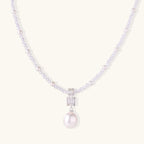 Lavender pearl crystal necklace in rhodium-plated 925 sterling silver with freshwater pearls and lavender crystal beads by VAHN Jewels