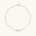 Circle view of Luna Pearl Chain necklace in rhodium-plated 925 silver with solitaire freshwater pearl by VAHN Jewels