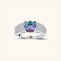 2-carat moissanite cocktail ring in 925 sterling silver with pave band, front view | VAHN Jewels
