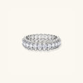 Moissanite eternity band ring in 925 sterling silver set all around with moissanite, front view | VAHN Jewels