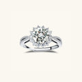 Moissanite halo solitaire ring in 925 sterling silver with VVS1 moissanite center, front view | VAHN Jewels