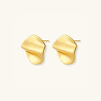 Pair of organic sculptural gold statement studs in 925 sterling silver