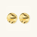 Gold statement stud earrings in 18K gold-plated 925 sterling silver, organic sculpted shape, front view | VAHN Jewels