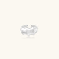 Sculptural molten wave ring in brushed 925 sterling silver, front view | VAHN Jewels