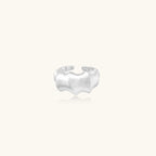 Sculptural molten wave ring in brushed 925 sterling silver, front view | VAHN Jewels