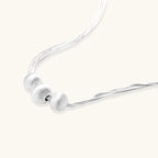 Detail of three brushed silver beads on multi-strand sterling silver chain