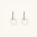 Pearl cluster huggie hoop earrings with freshwater pearls in rhodium-plated 925 sterling silver, front view | VAHN Jewels