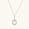 Pearl halo pendant necklace in rhodium-plated 925 sterling silver with 9.2mm freshwater pearl and pave zirconia halo by VAHN Jewels