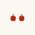 Red agate stud earrings in 18K gold vermeil over 925 sterling silver with cubic zirconia accent, front view | VAHN Jewels