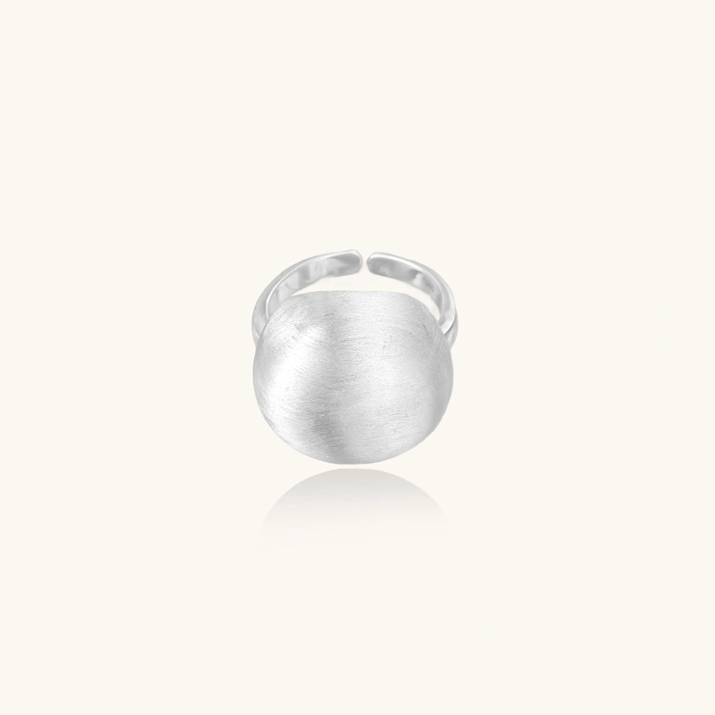 Sculptural silver dome ring in solid 925 sterling silver, front view | VAHN Jewels