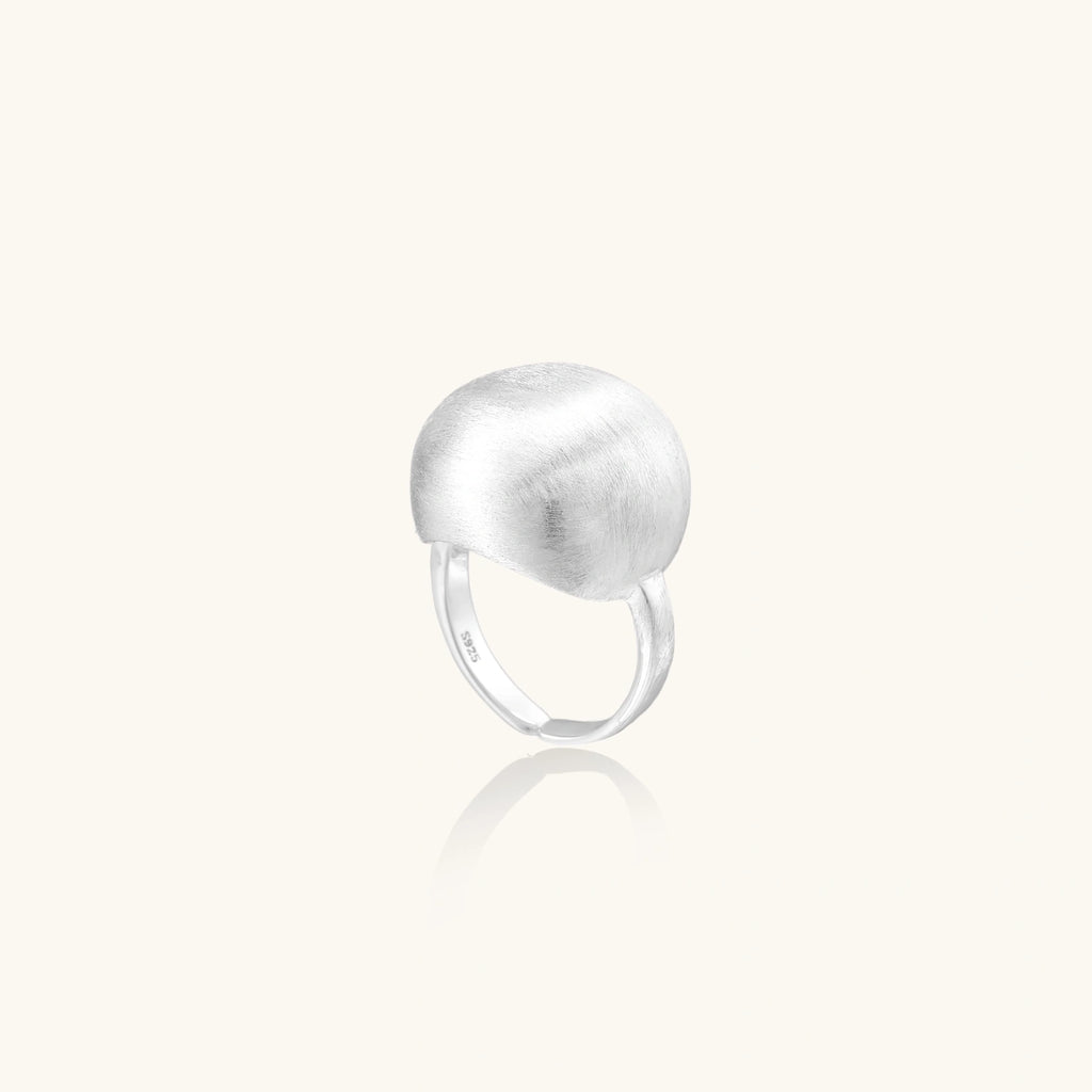 Side view of chunky sculptural dome ring in 925 sterling silver