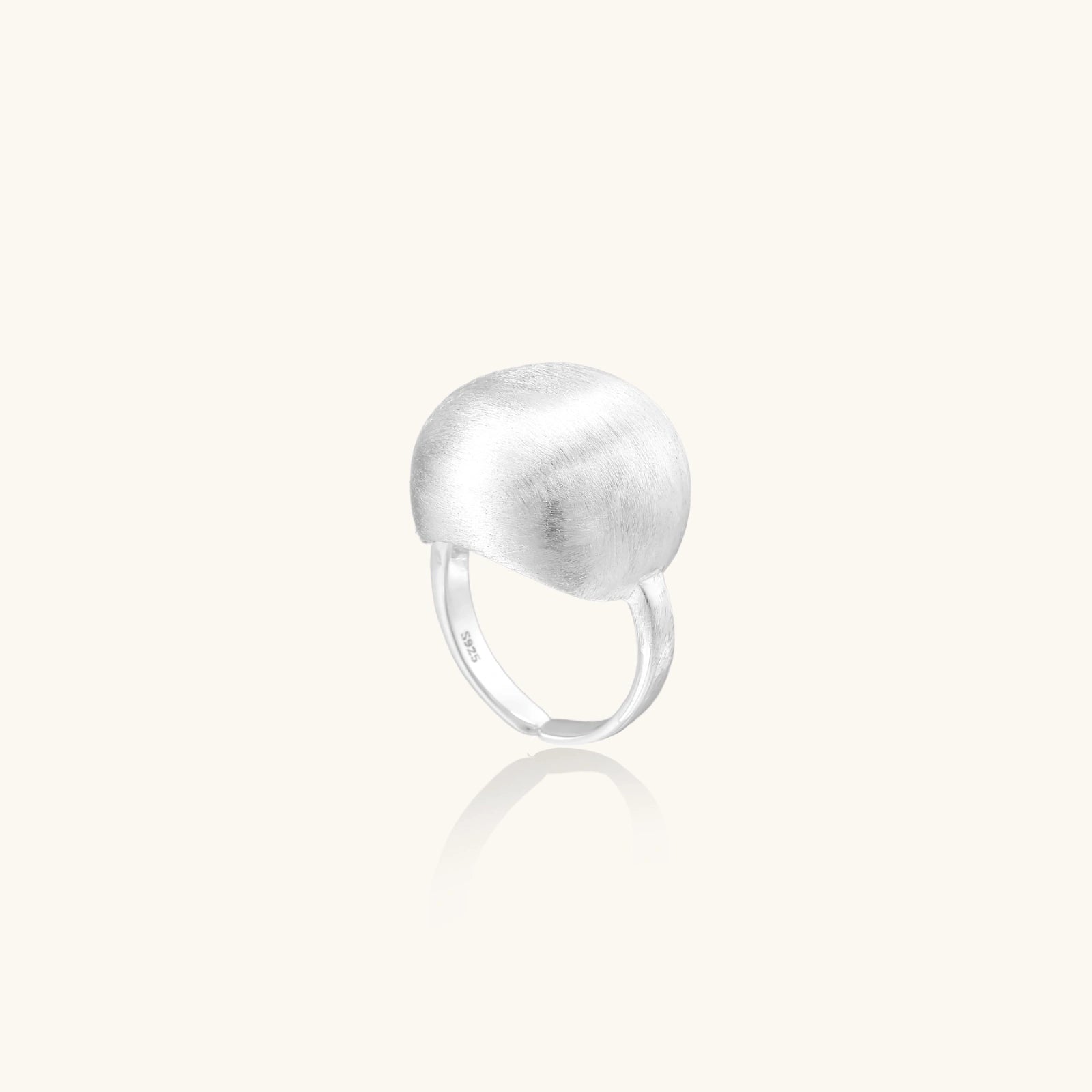 Side view of chunky sculptural dome ring in 925 sterling silver