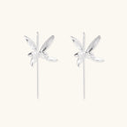 Silver dragonfly threader earrings in solid 925 sterling silver with brushed sculpted wings by VAHN Jewels