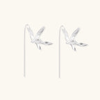 Detail view of brushed dragonfly wings on 925 sterling silver threader earrings by VAHN Jewels