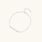 Six pearl chain bracelet on fine rhodium-plated 925 sterling silver chain, front view | VAHN Jewels