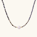 Twilight iolite pearl necklace with faceted iolite beads, freshwater pearl center and 18K gold vermeil accents by VAHN Jewels