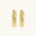 Twisted rope gold huggie earrings in 14K gold-plated 925 sterling silver with rope texture by VAHN Jewels