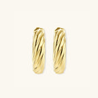 Twisted rope gold huggie earrings in 14K gold-plated 925 sterling silver with rope texture by VAHN Jewels