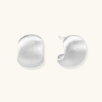 Pair of sculptural brushed sterling silver dome stud earrings