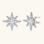 Pair of moissanite celestial star stud earrings in sterling silver