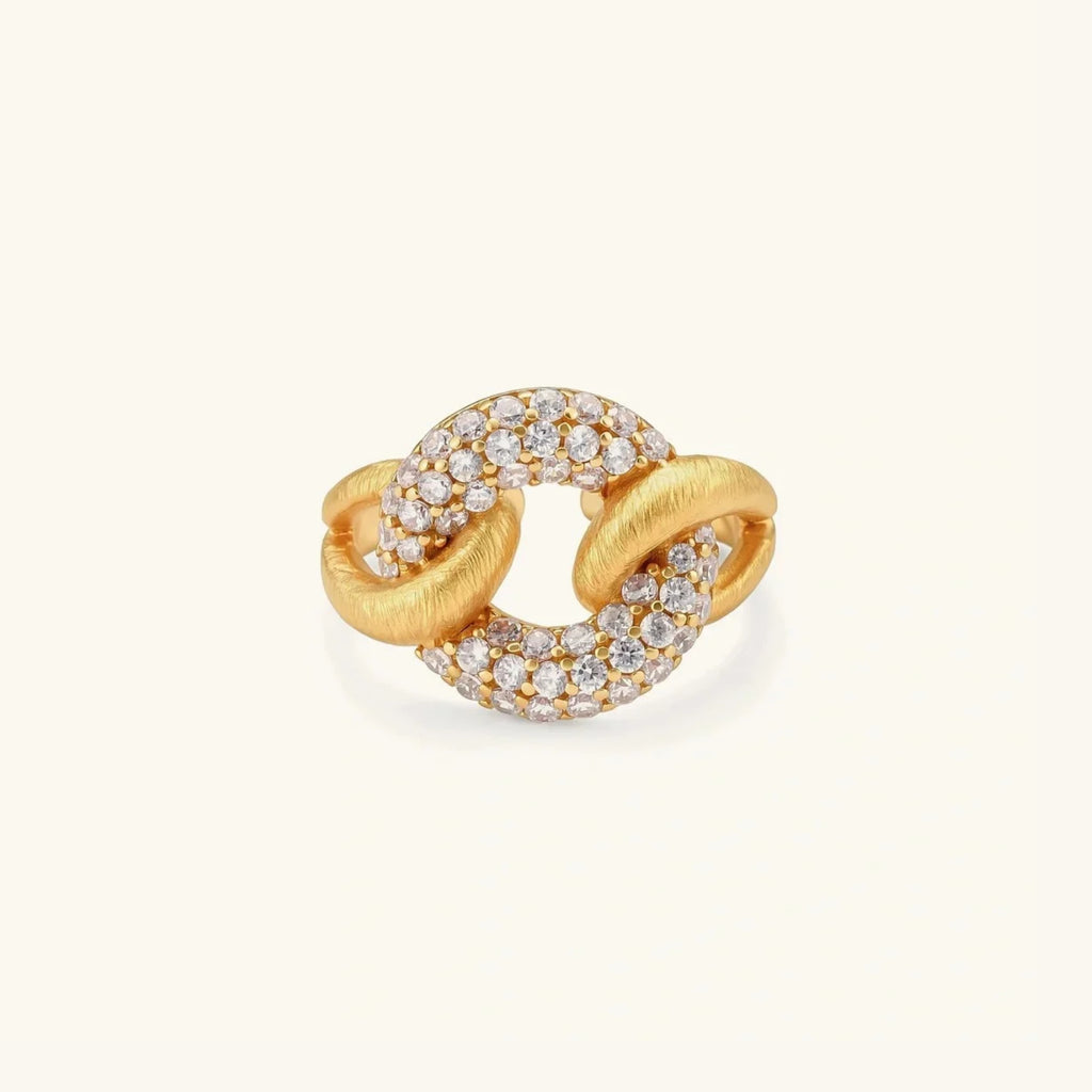 Pave chain link ring in 18K gold-plated 925 sterling silver | VAHN Jewels