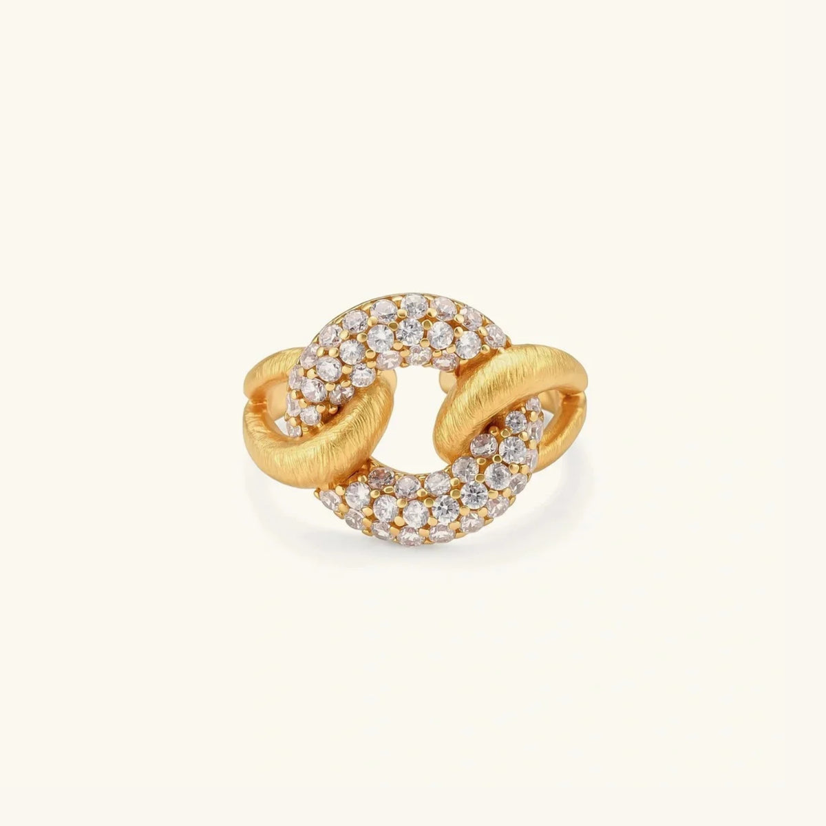 Pave chain link ring in 18K gold-plated 925 sterling silver | VAHN Jewels