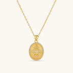 Pave coin pendant necklace in 18K gold-plated 925 sterling silver | VAHN Jewels
