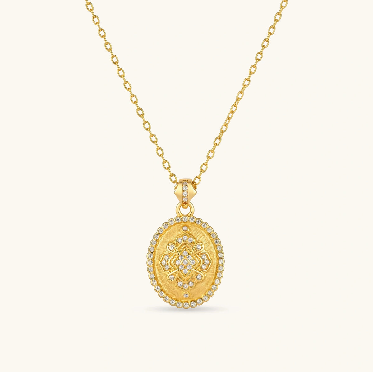 Pave coin pendant necklace in 18K gold-plated 925 sterling silver | VAHN Jewels