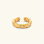 Star accent gold cuff ring in 18K gold-plated 925 sterling silver | VAHN Jewels