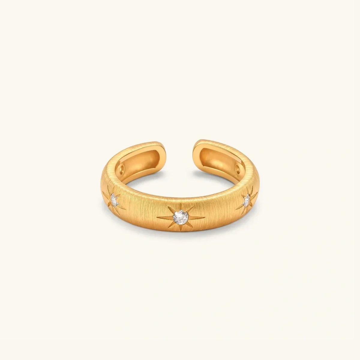 Star accent gold cuff ring in 18K gold-plated 925 sterling silver | VAHN Jewels