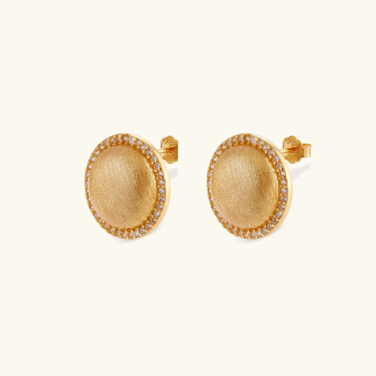 Brushed Gold Dome Halo Stud Earrings VAHN