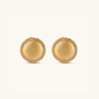 Brushed gold dome halo stud earrings in 18K gold-plated 925 sterling silver | VAHN Jewels