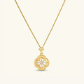 Brushed gold flower pendant necklace in 18K gold-plated 925 sterling silver | VAHN Jewels